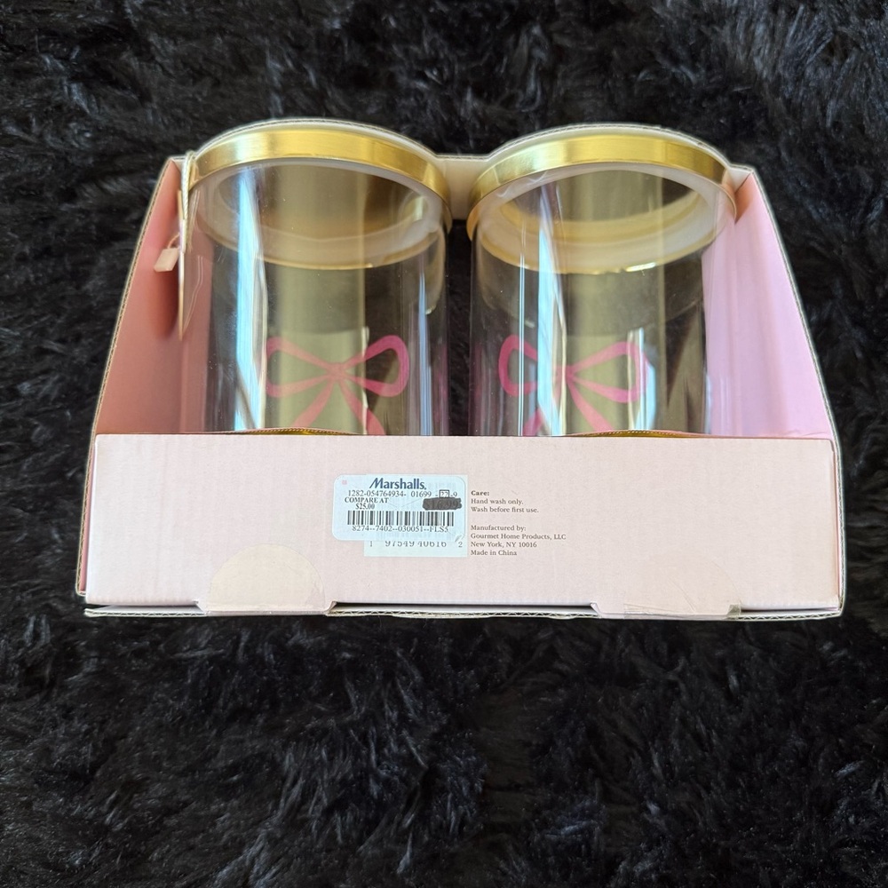 2-Pack Glass Canisters with Pink Bow Design - Picture 4 of 4